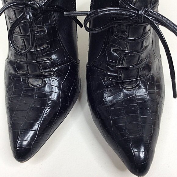 Altuzarra Faux Leather Lace-Up Zip Bootie Stiletto Heels Size 7.5 Black - Picture 3 of 9